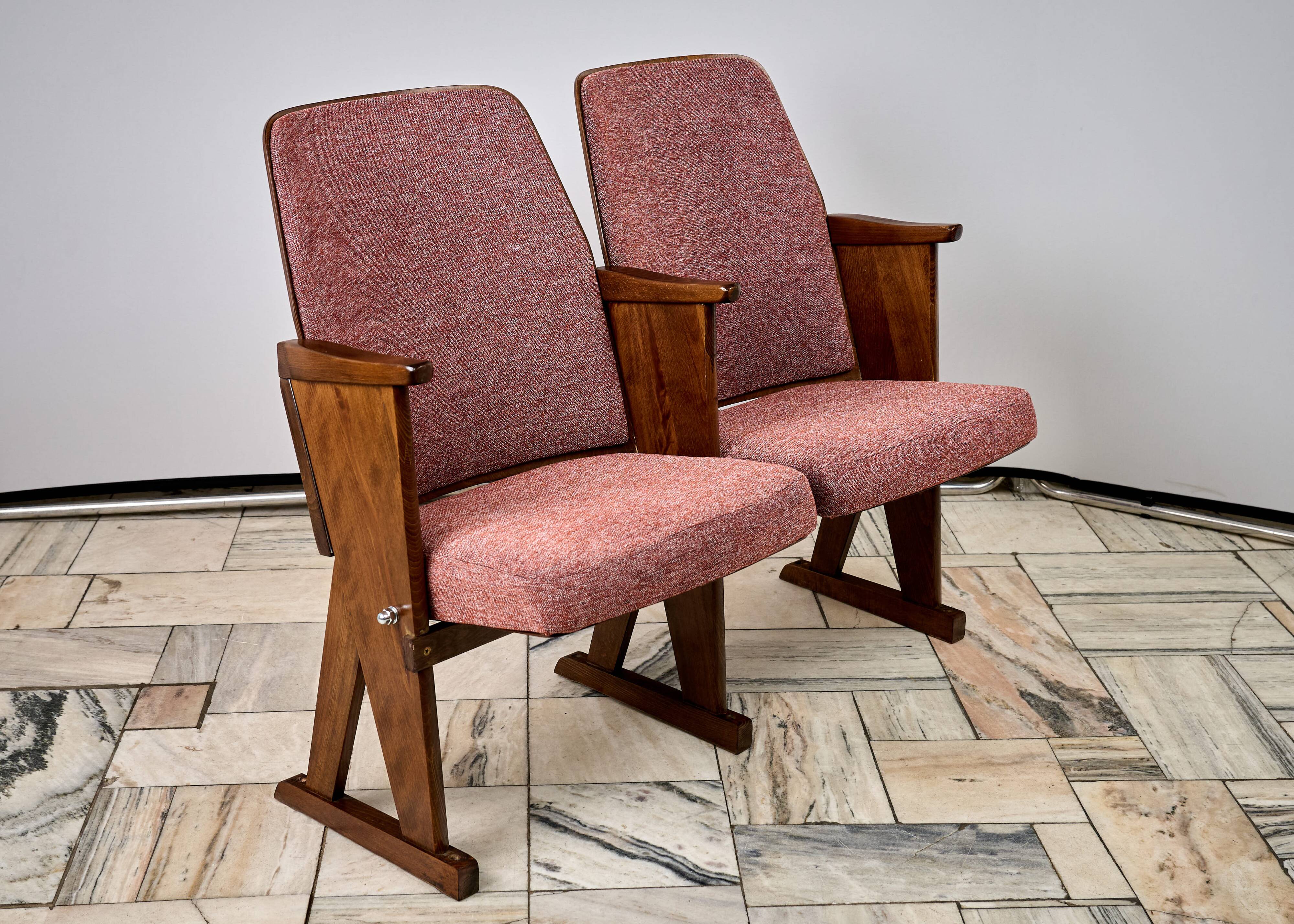 Vintage Red Folding Cinema Chairs, 1970s Czechoslovakia