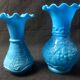 Antique French Opaline Glass Vases: Art Nouveau Floral Pair