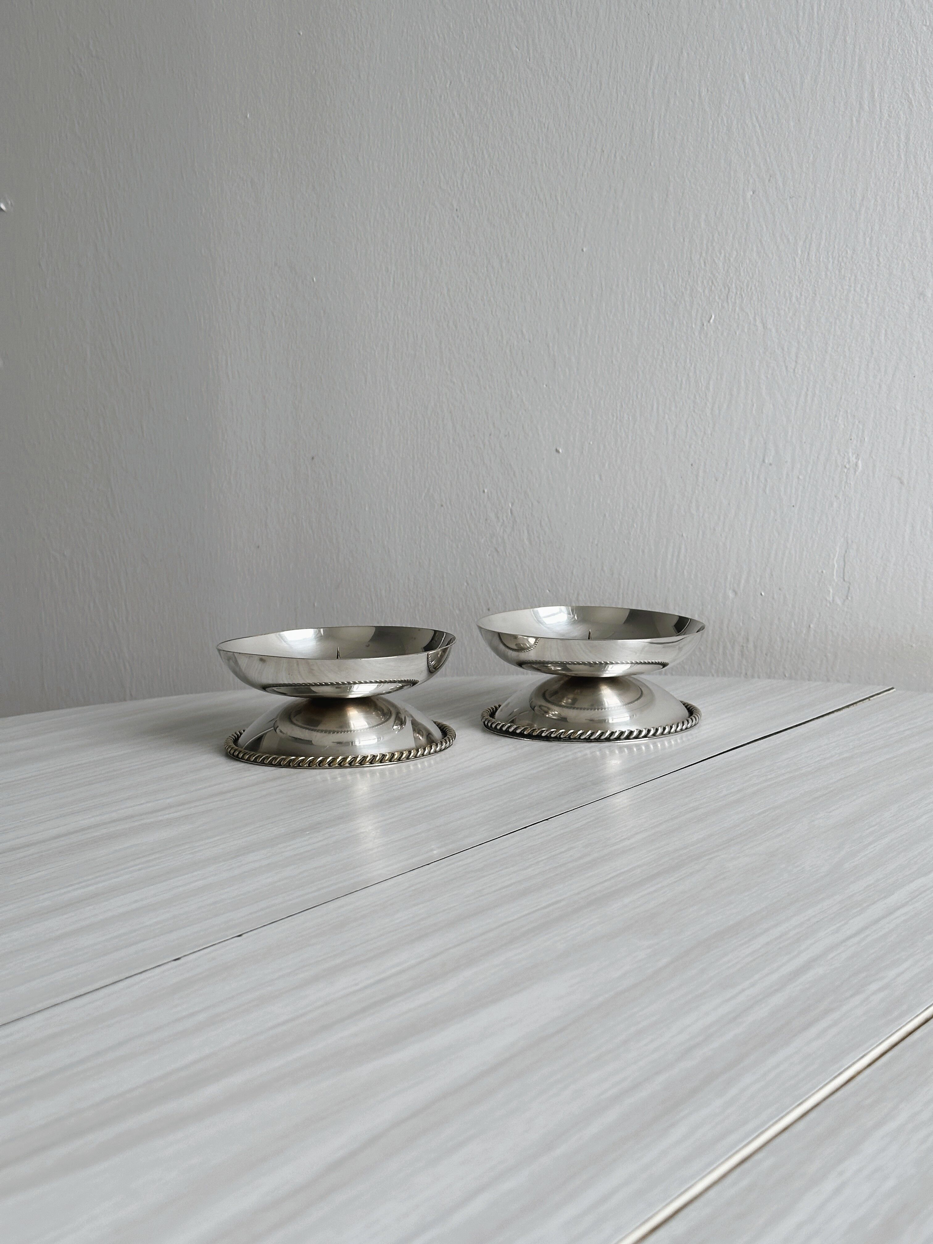 set of 2 antique candle holders