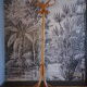 Vintage parrot coat rack in curved wood