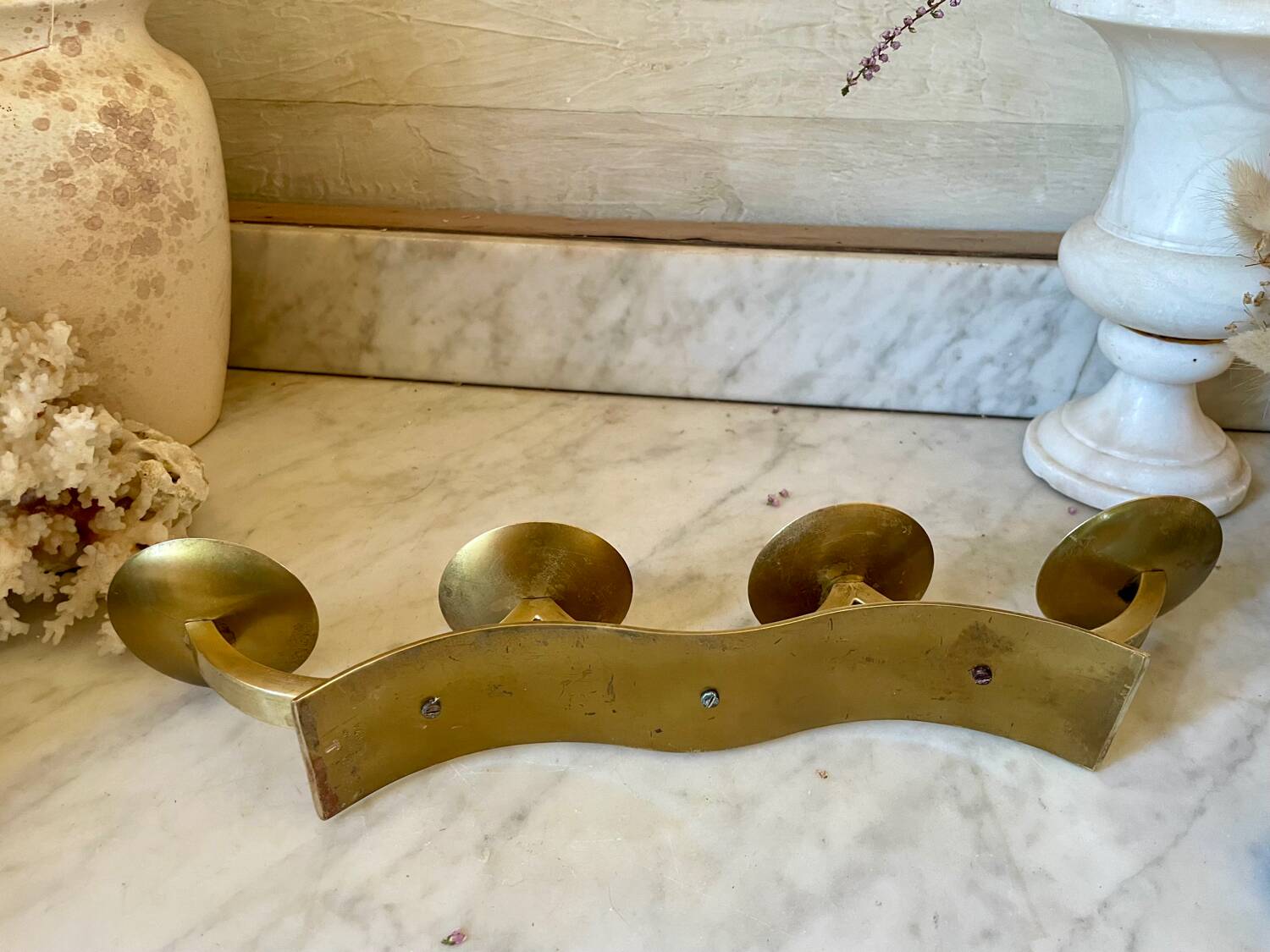 Art Deco brass low chandelier