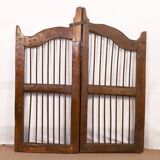 Old Burmese teak gate with openwork wrought iron panels