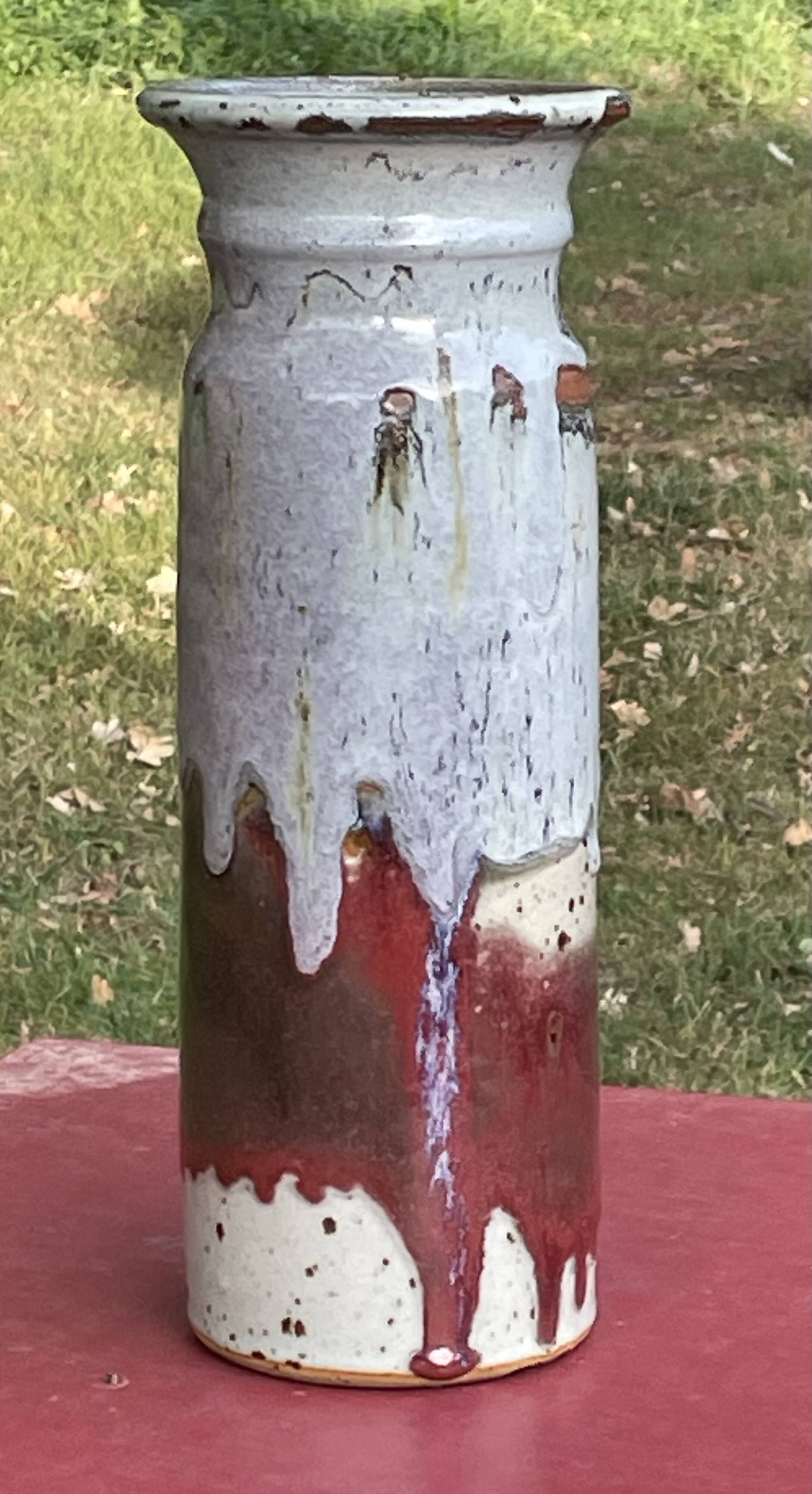 superb flared roller vase signed Les Salicornes Van Duser Lesburgueres 34 cm