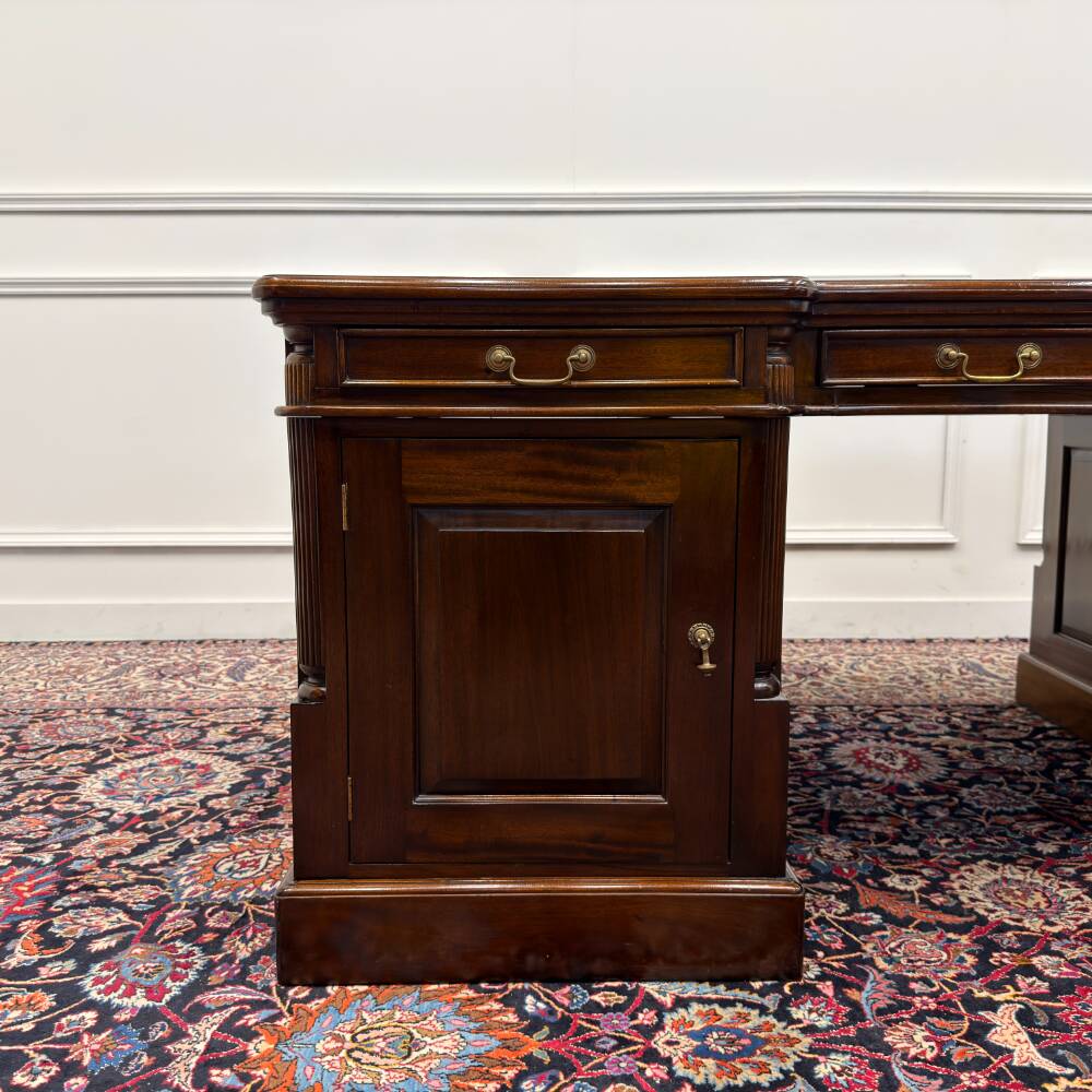 Large classic English Chesterfield partner desk