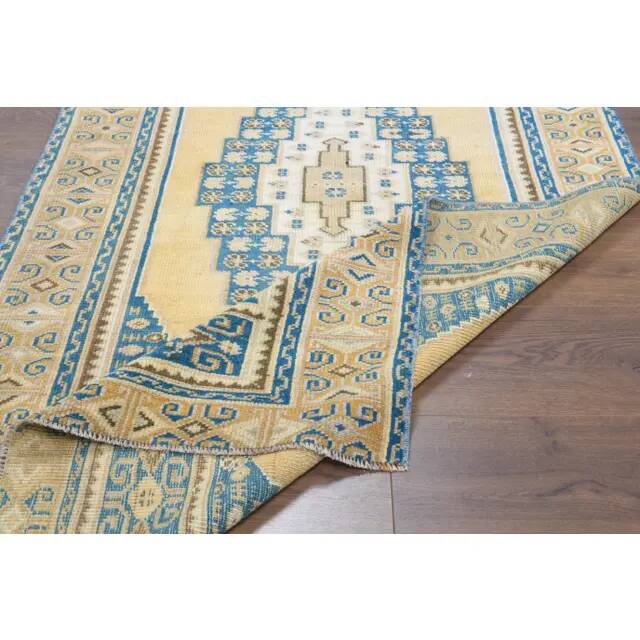 Vintage Turkish Oushak Handmade Wool Cotton Orange Area Rug 95x188