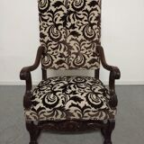 Pair of ceremonial armchairs in blackened oak, France late 18th century.