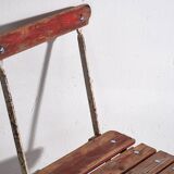 Anciennes chaises de jardin pliantes rouges (vers 1920). Ensemble de 4 pièces