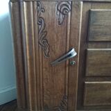 Solid wood dresser with triptych mirror and marble top