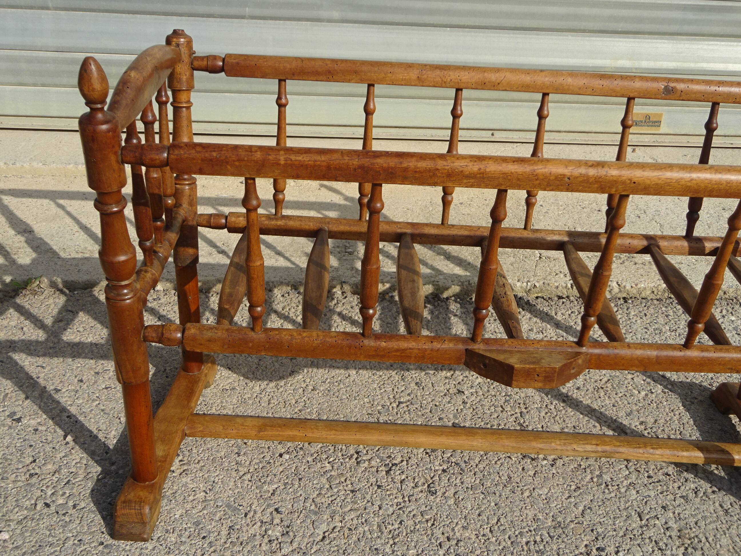 Solid walnut baby cot