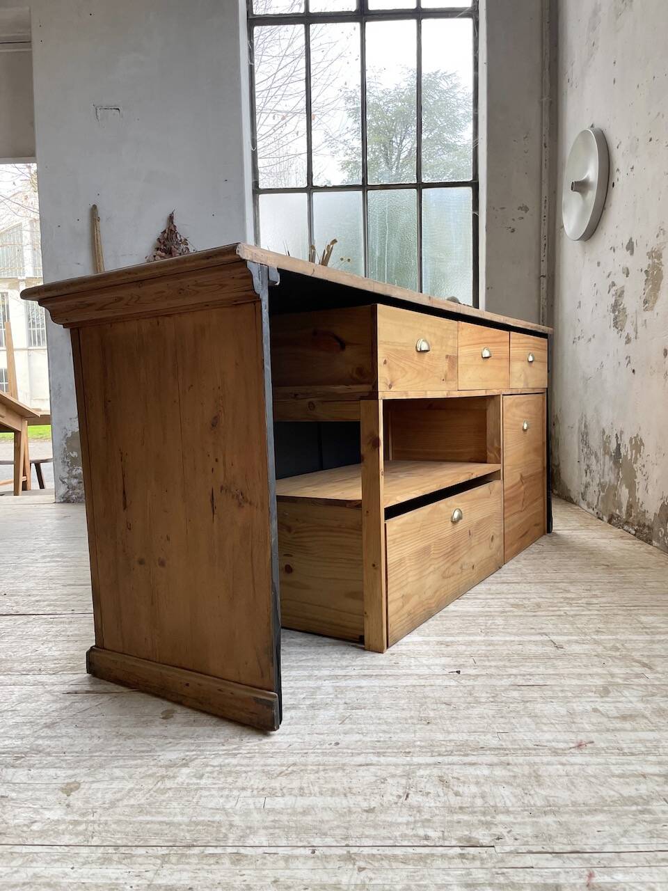 2m pine counter or central island with storage