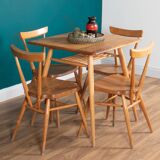 Retro Ercol Elm Blonde Model 395 Breakfast Table & Four 392 Windsor Stacking Chairs