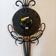 Jaz clock in black metal and golden brass, model Cabic 1967/1968