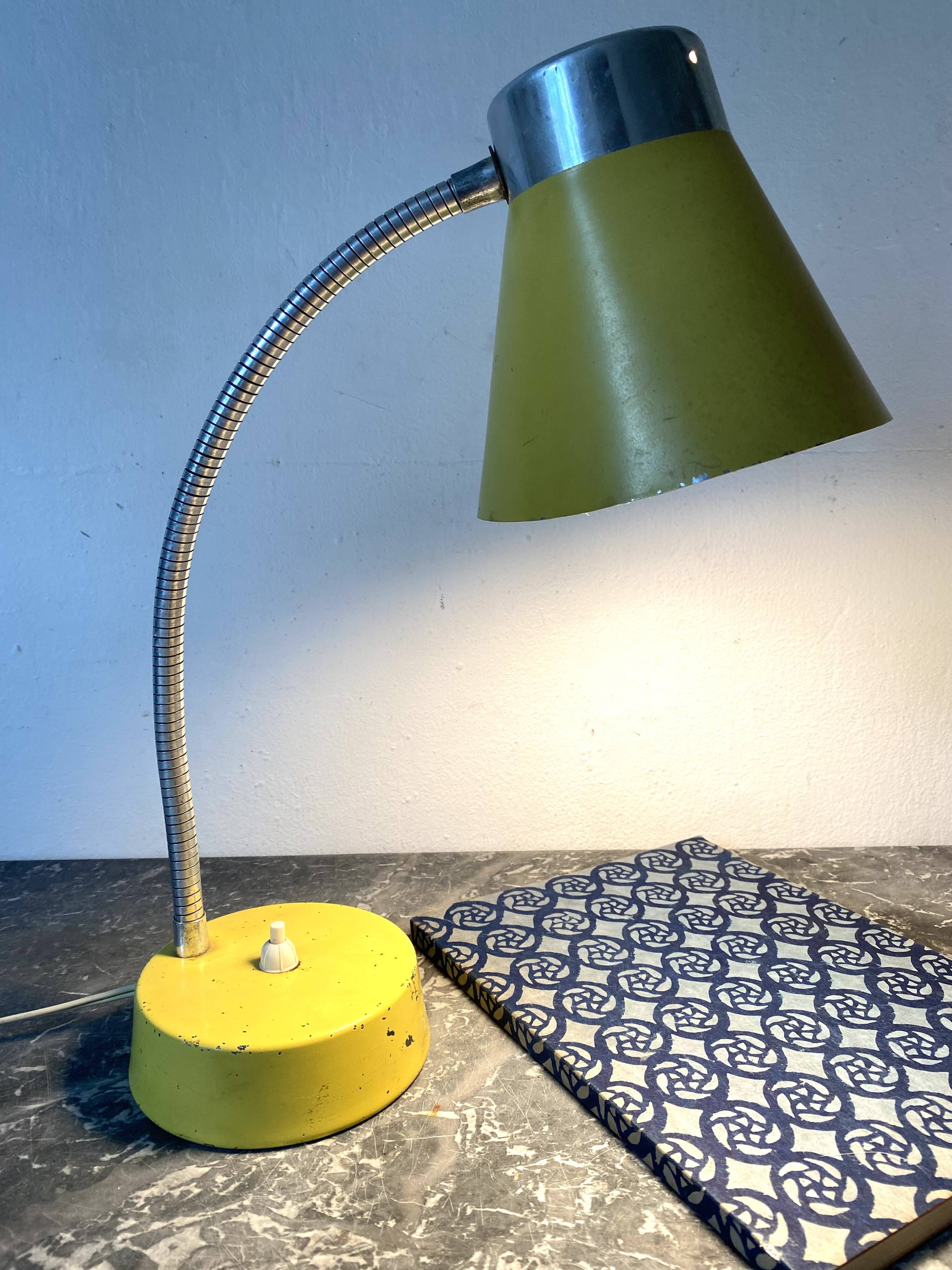 Yellow metal desk lamp, 1950s-1960s