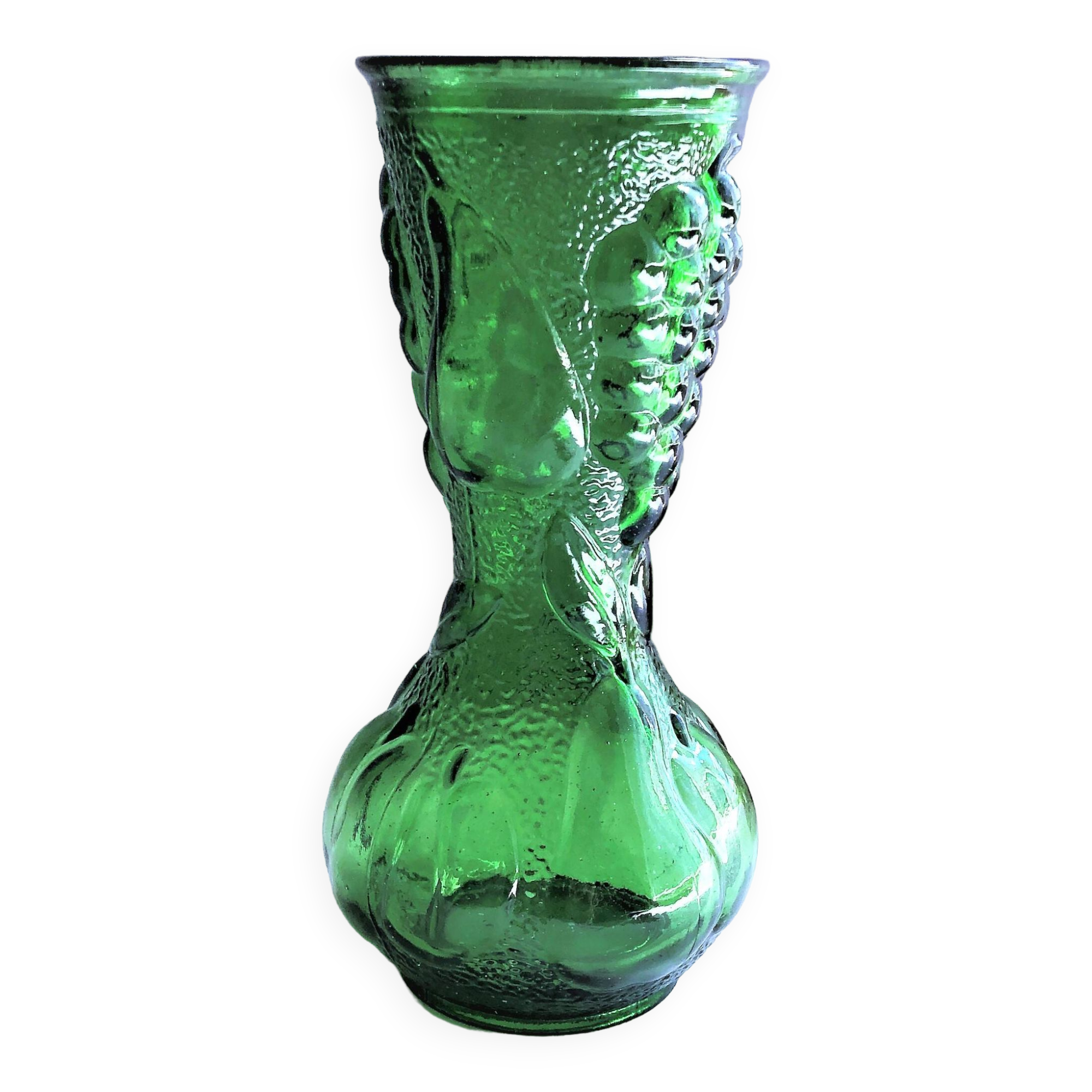 Large green glass vase from vintage Empoli Italy