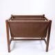 Newspaper/magazine holder - rosewood and brown canvas - Danish design - 1960s