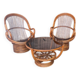 Salon rotin années 70 spiralé