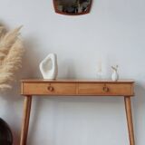 Console Vintage en Chêne Massif – Pieds Fuseaux & 2 Tiroirs