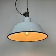 Industrial White Enamel Factory Lamp with Cast Iron Top, 1960s
