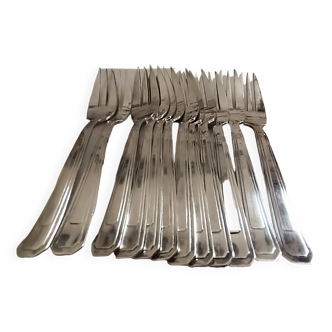 12 silver-plated cake forks. Art Deco. In box.