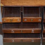 Elm apothecary cabinet with cupboard base