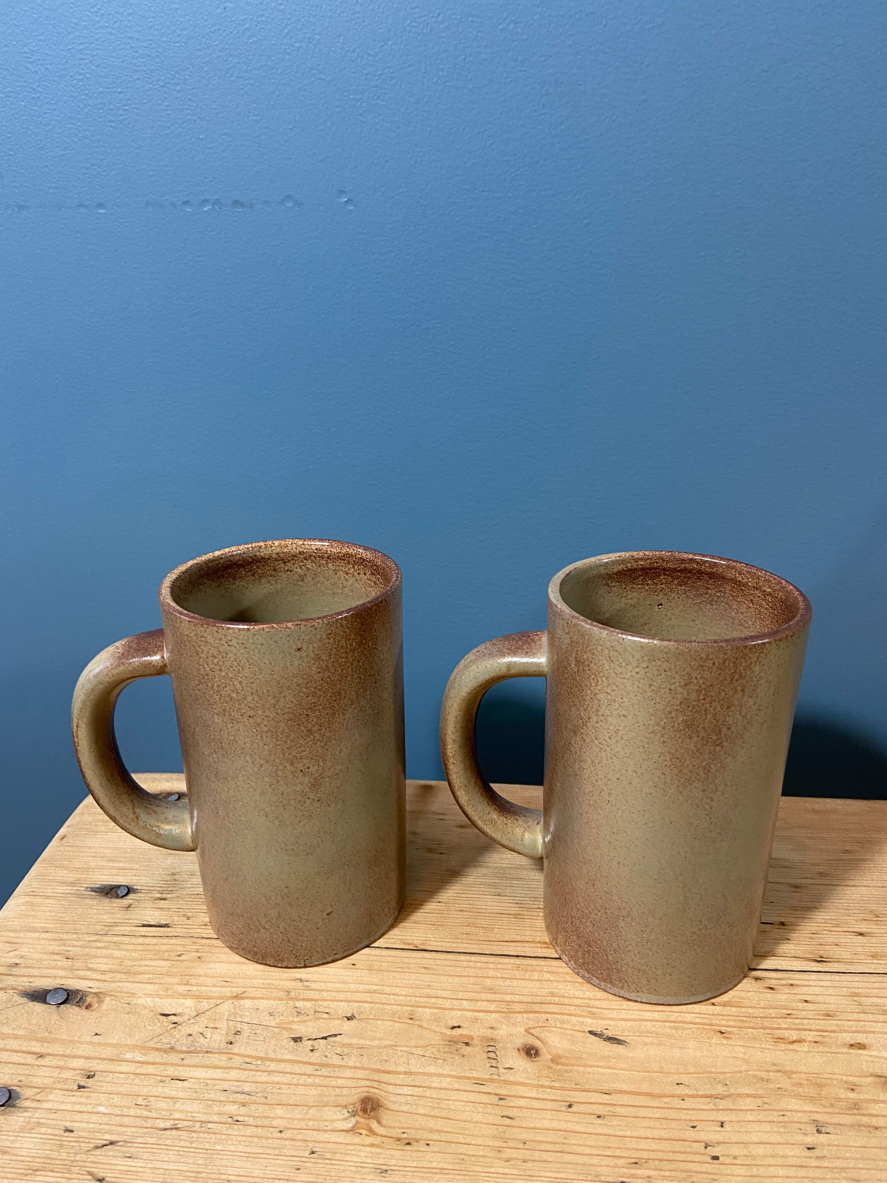 Pair of vintage stoneware mugs