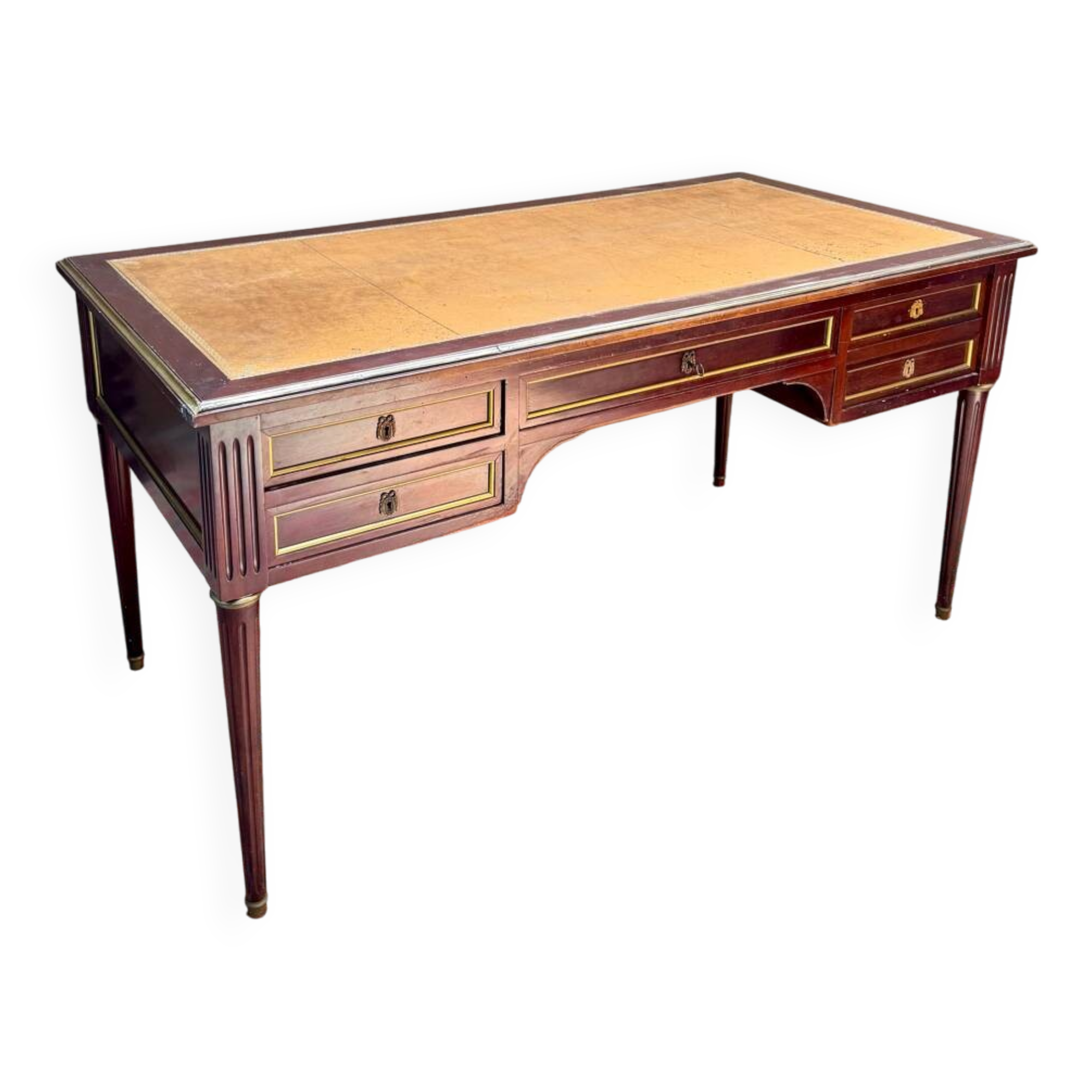 Louis XVI style double-sided mahogany desk, 19th century