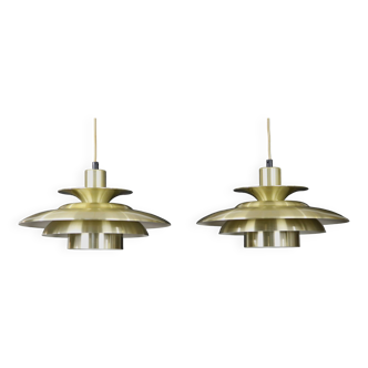 Rare golden pair of Danish design lamps - Jeka Metaltryk model 1017 - great condition.