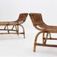 Mid century rattan benches, set of 2