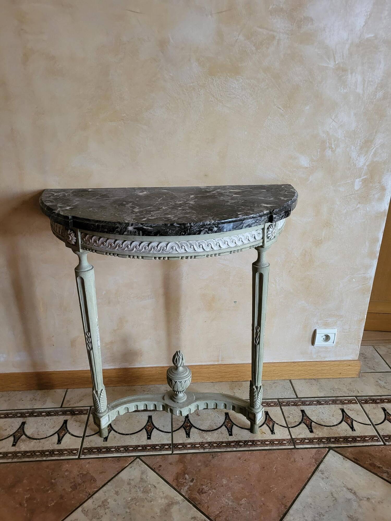 Louis XVI period console – Carved wood & Sainte-Anne marble – 18th century