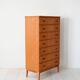1960s Scandinavian Oak Tallboy with Sculpted Handles