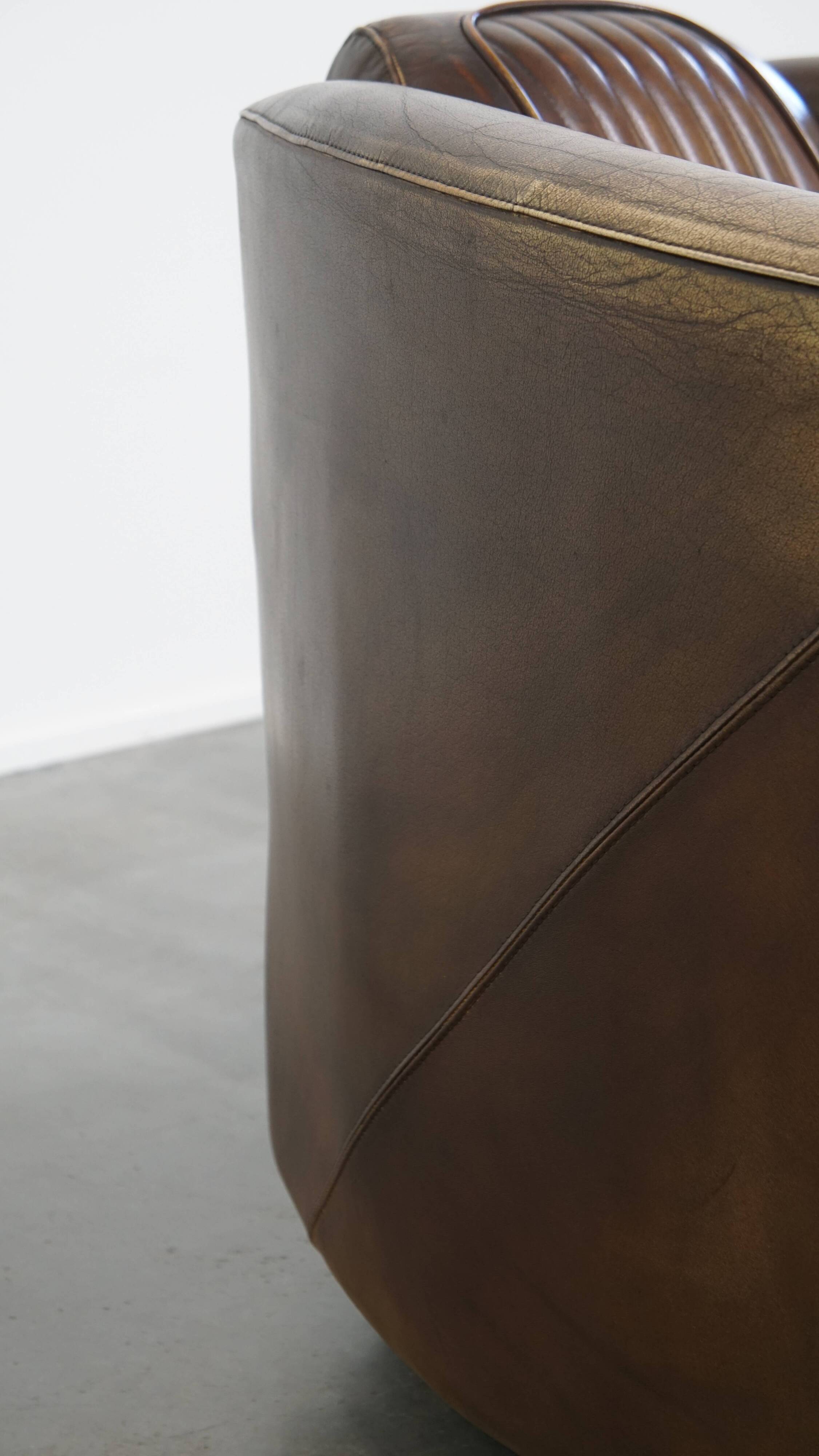 Cowhide Leather Chesterfield Aviator Armchair