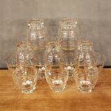 12 vintage glasses with star base and gold edging