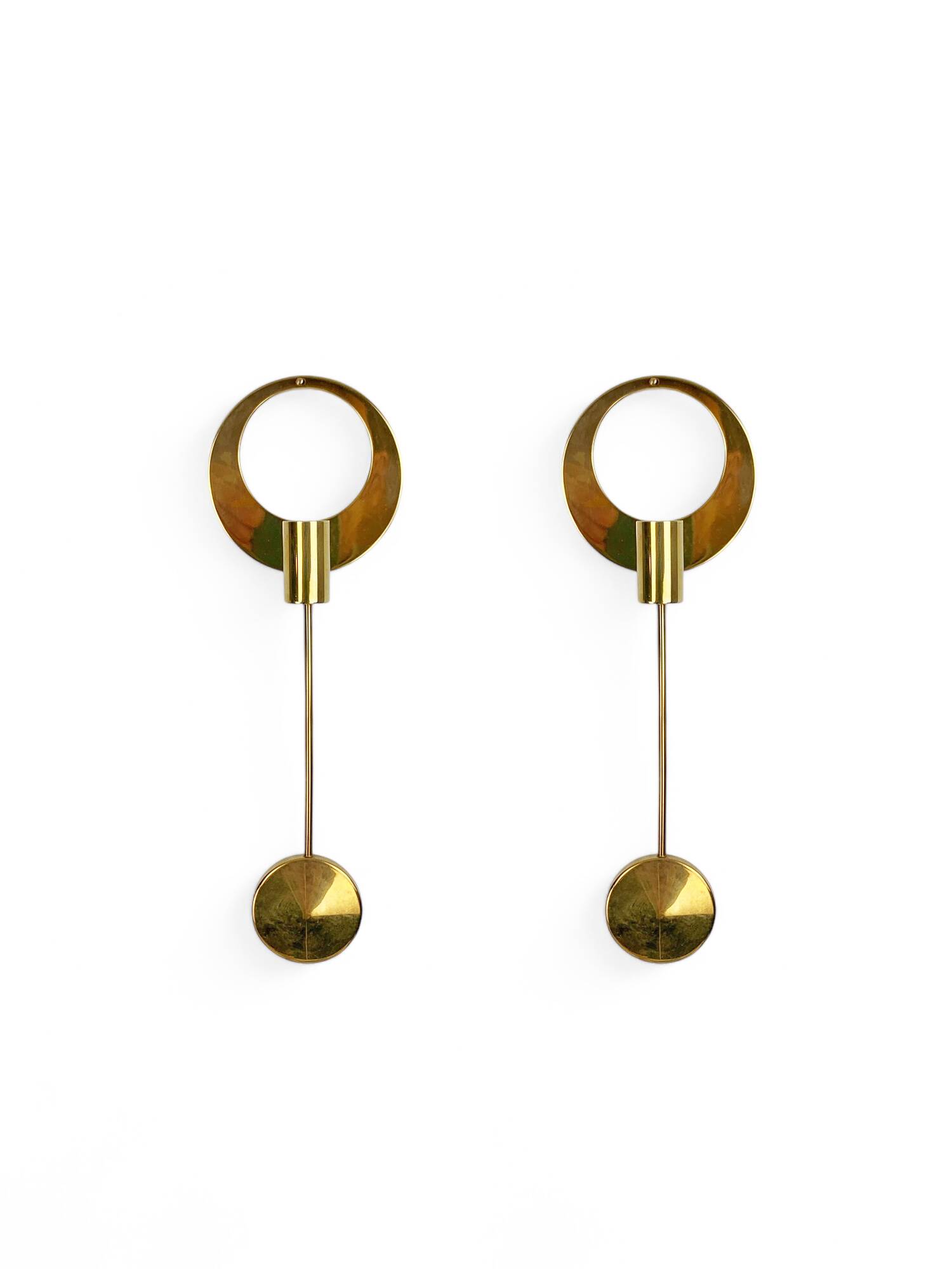 Pair of Scandinavian brass wall candlesticks by Arthur Pe, Kolbäck, Sweden