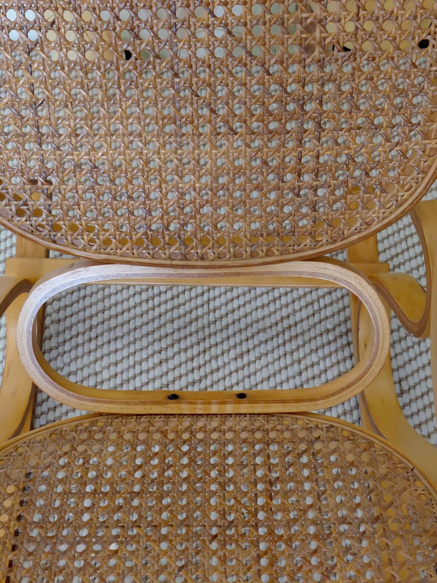Vintage Curved Wood and Cane Rocking Chair - Thonet Style No. 1