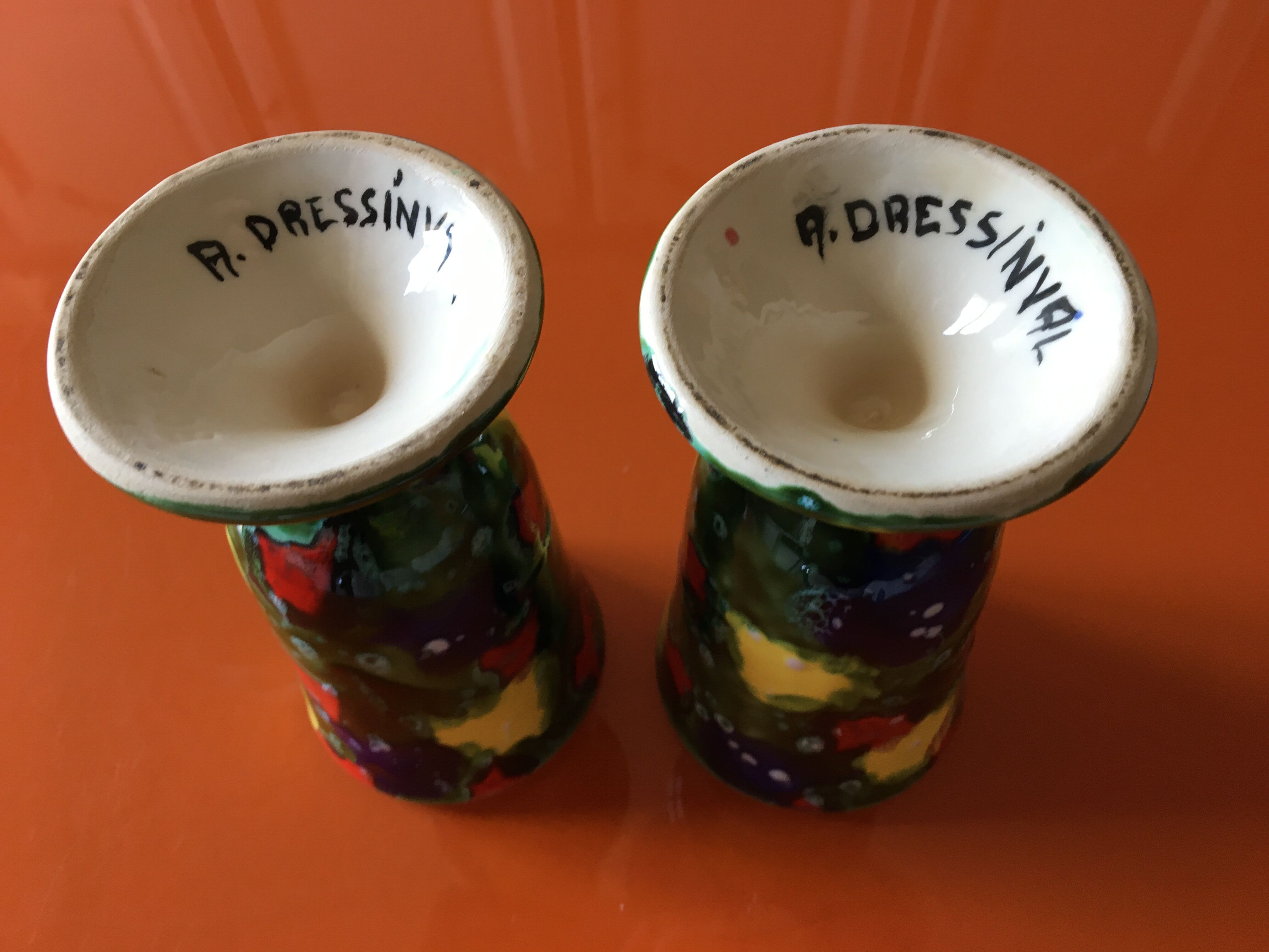 Pair of masagrans signed A Dressinval