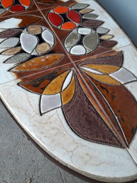 Ceramic coffee table period 1960 vintage / Corroyez