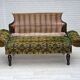 1930s, Danish 2-seater drop arm daybed/sofa, green furniture velour.