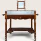 Dressing table in walnut and marble, late 19th century.