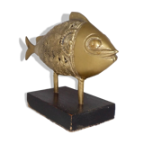 Poisson en bronze sur socle Inde