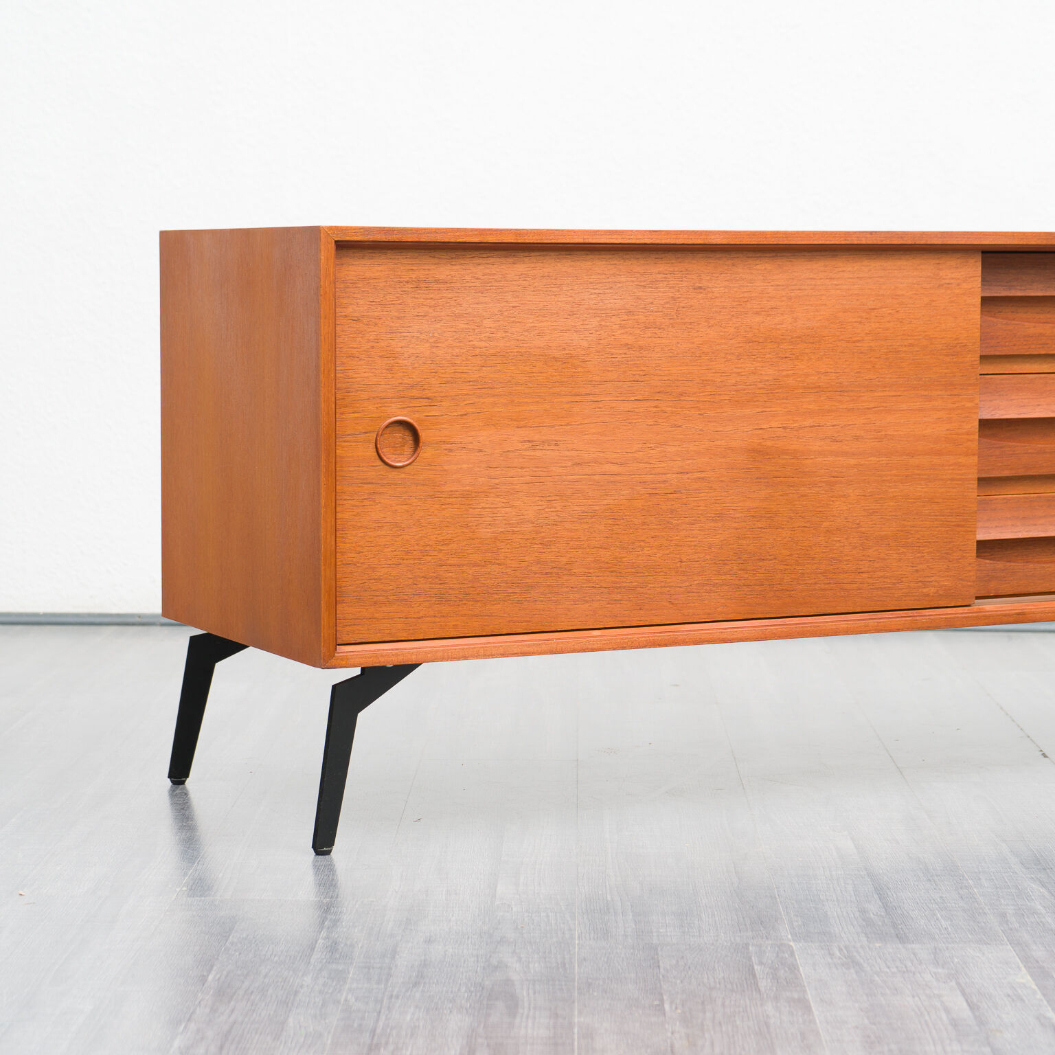 Vintage teak row, 160cm, restored