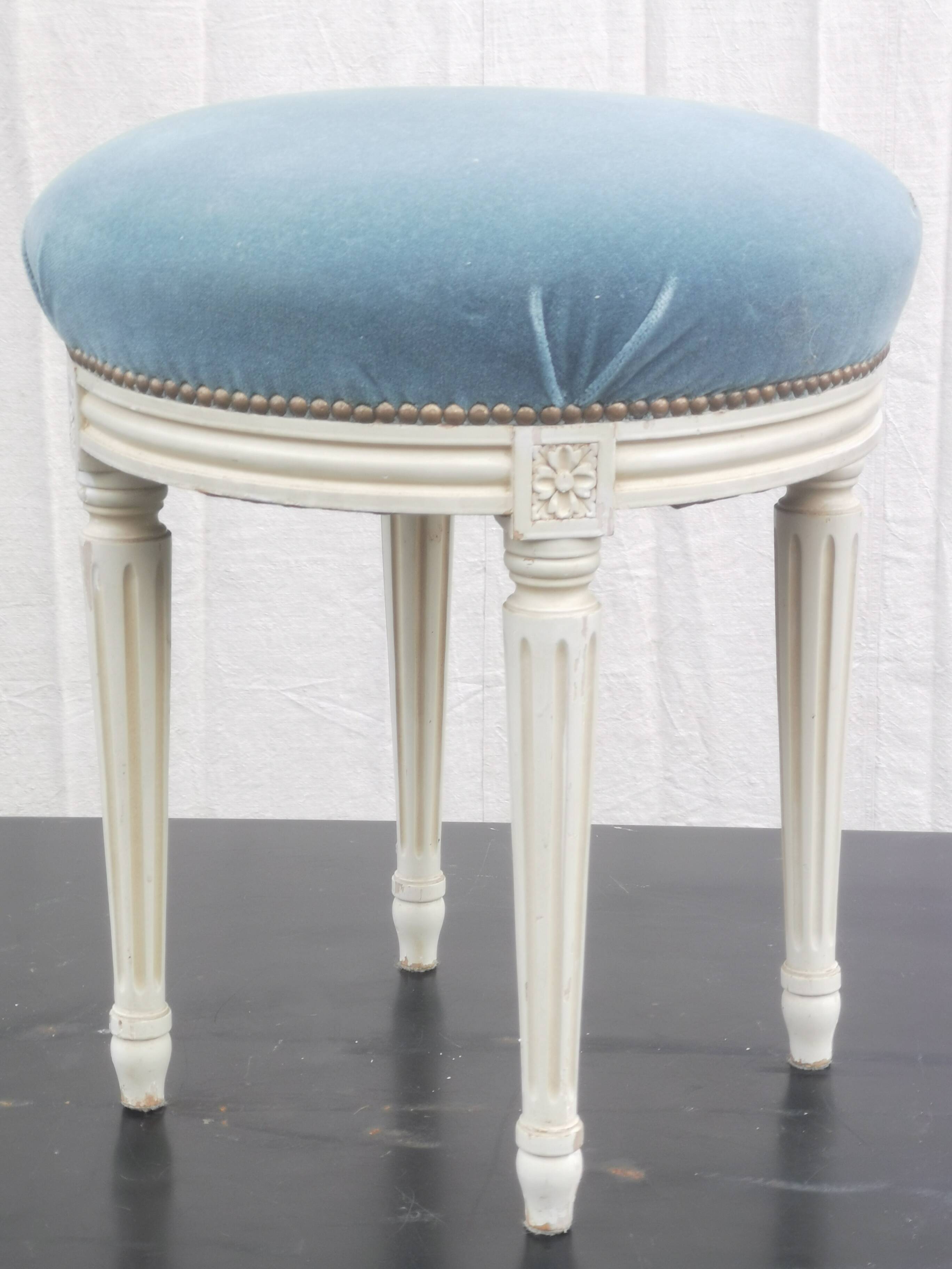 “Louis xvi” style upholstered stool