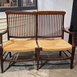 English mahogany straw bench