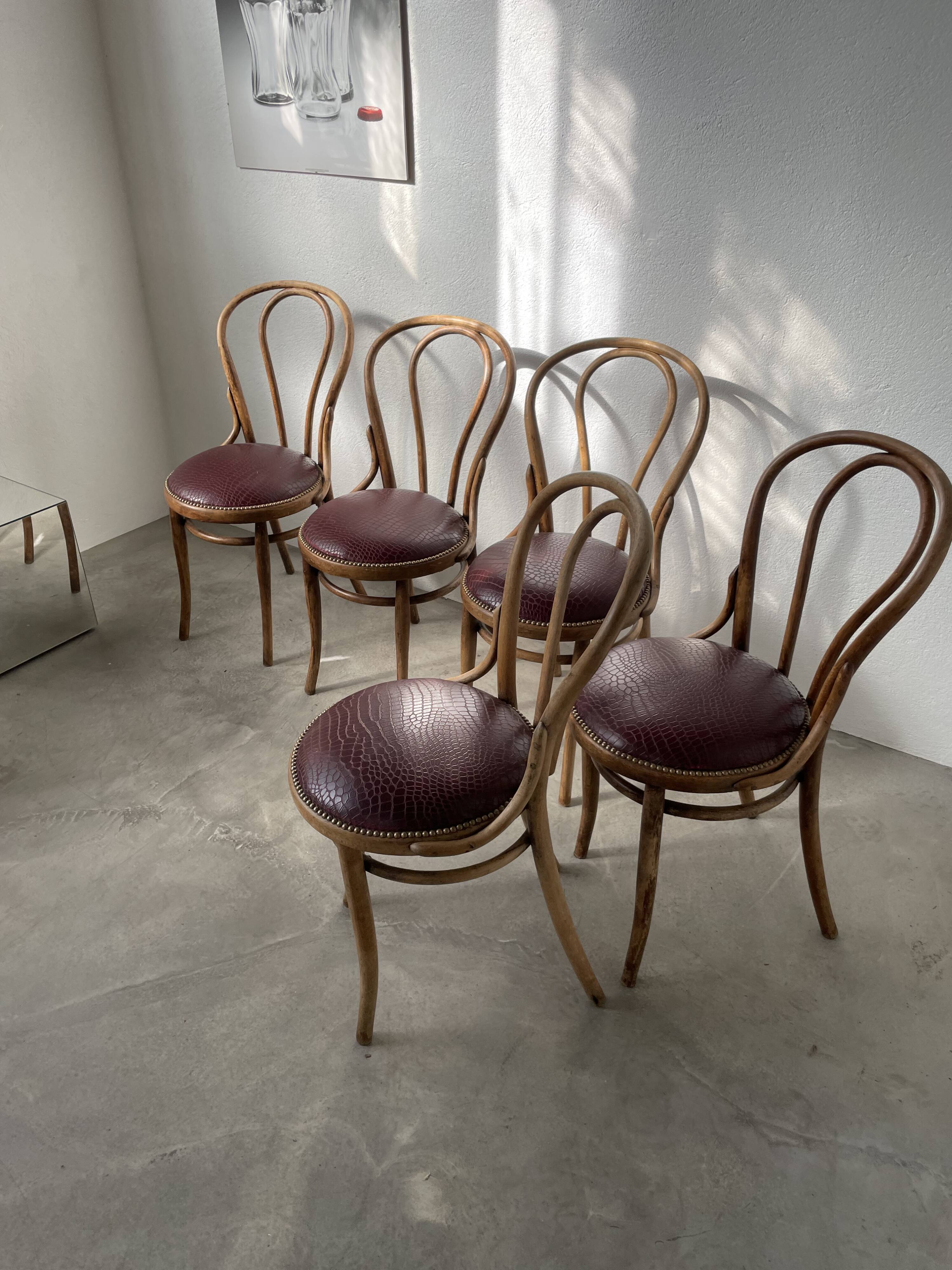 Lot of 6 Josef Kohn curved wood bistro chairs