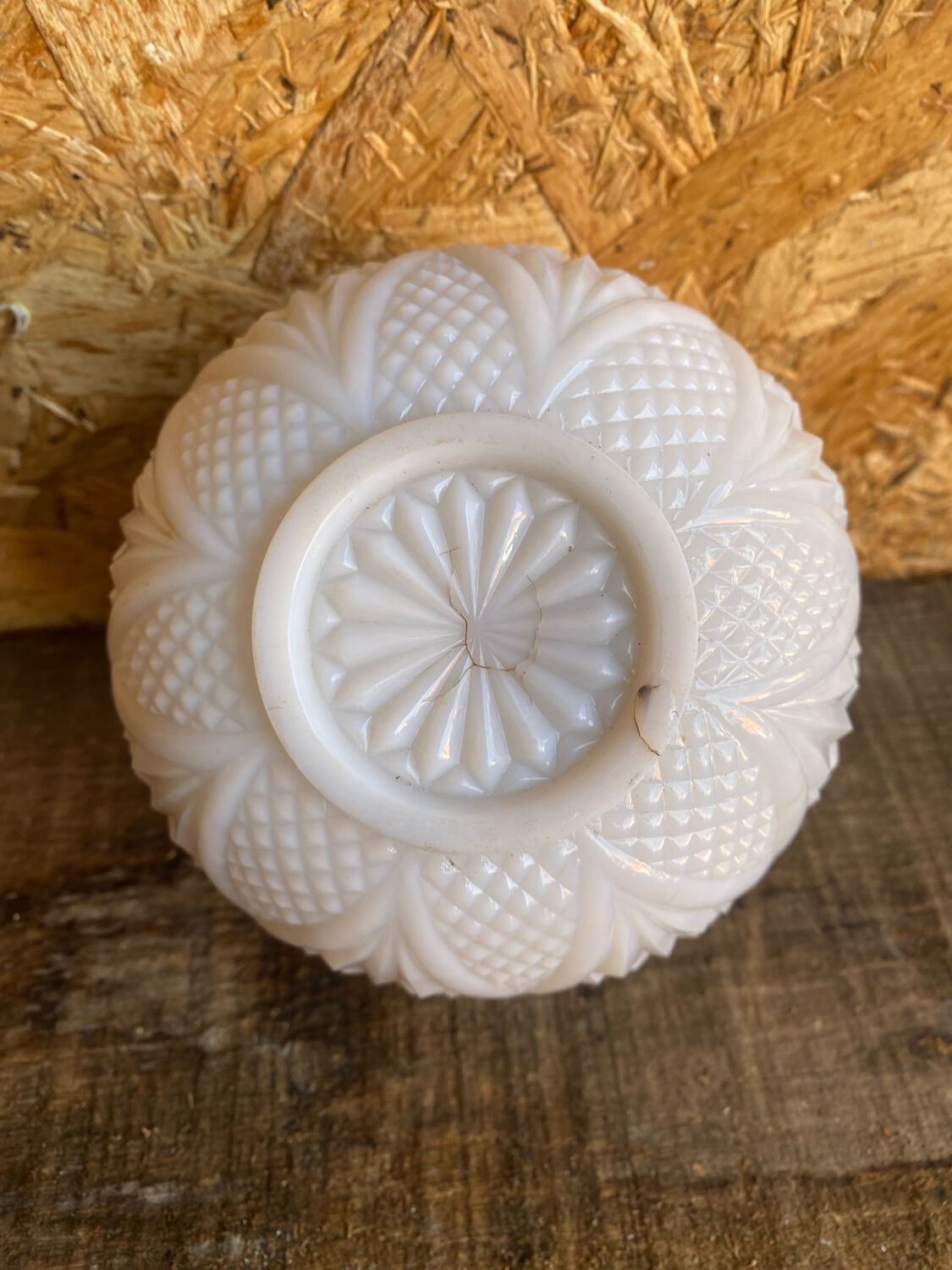 Vintage White Opaline Ball Box #C894