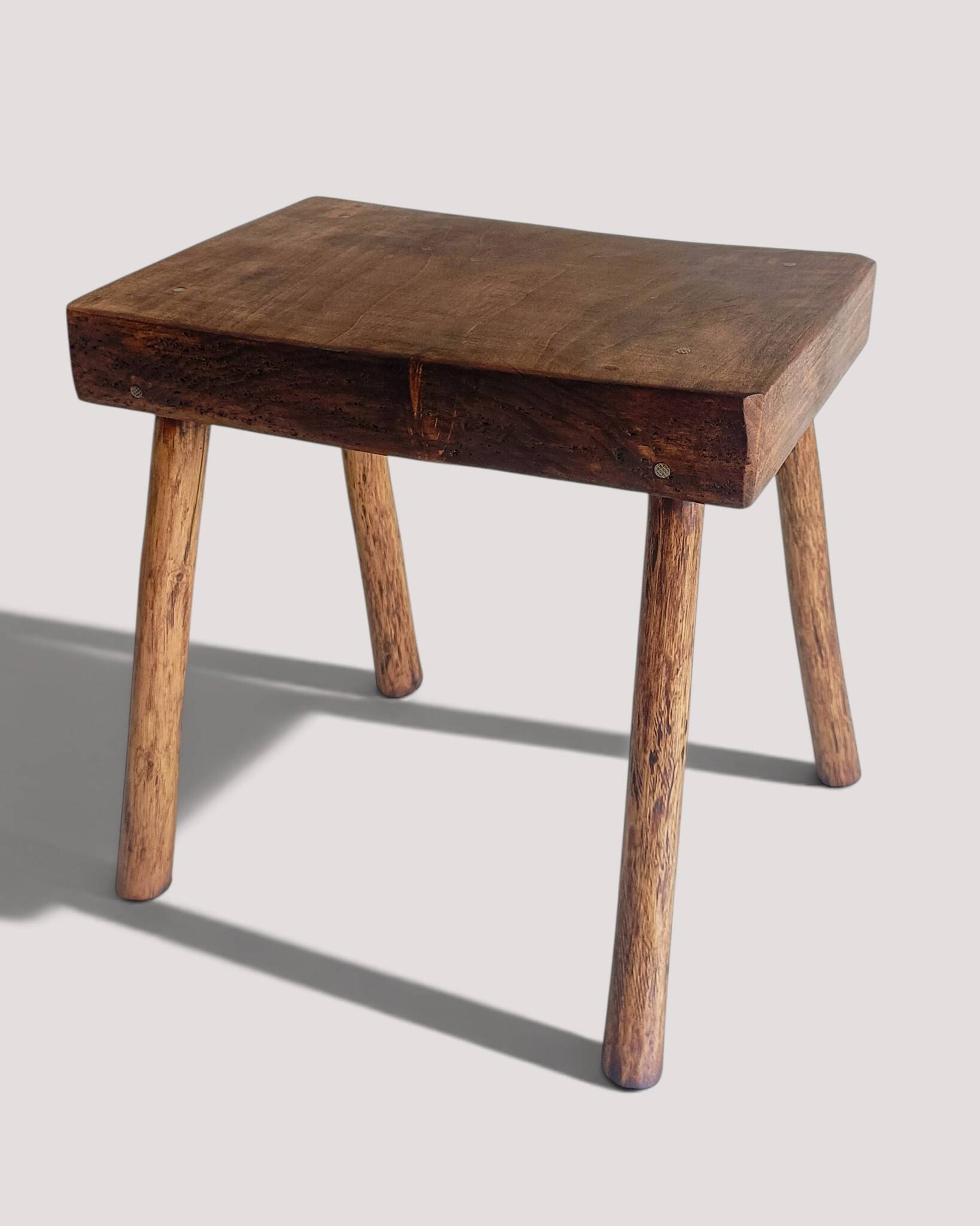 Rustic European Solid Wood Accent Side Table or Stool