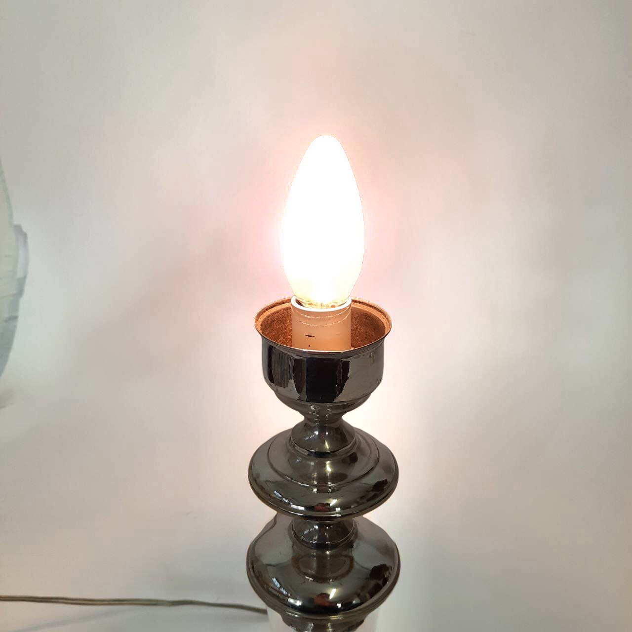 Three vintage bedside lamps in silver
