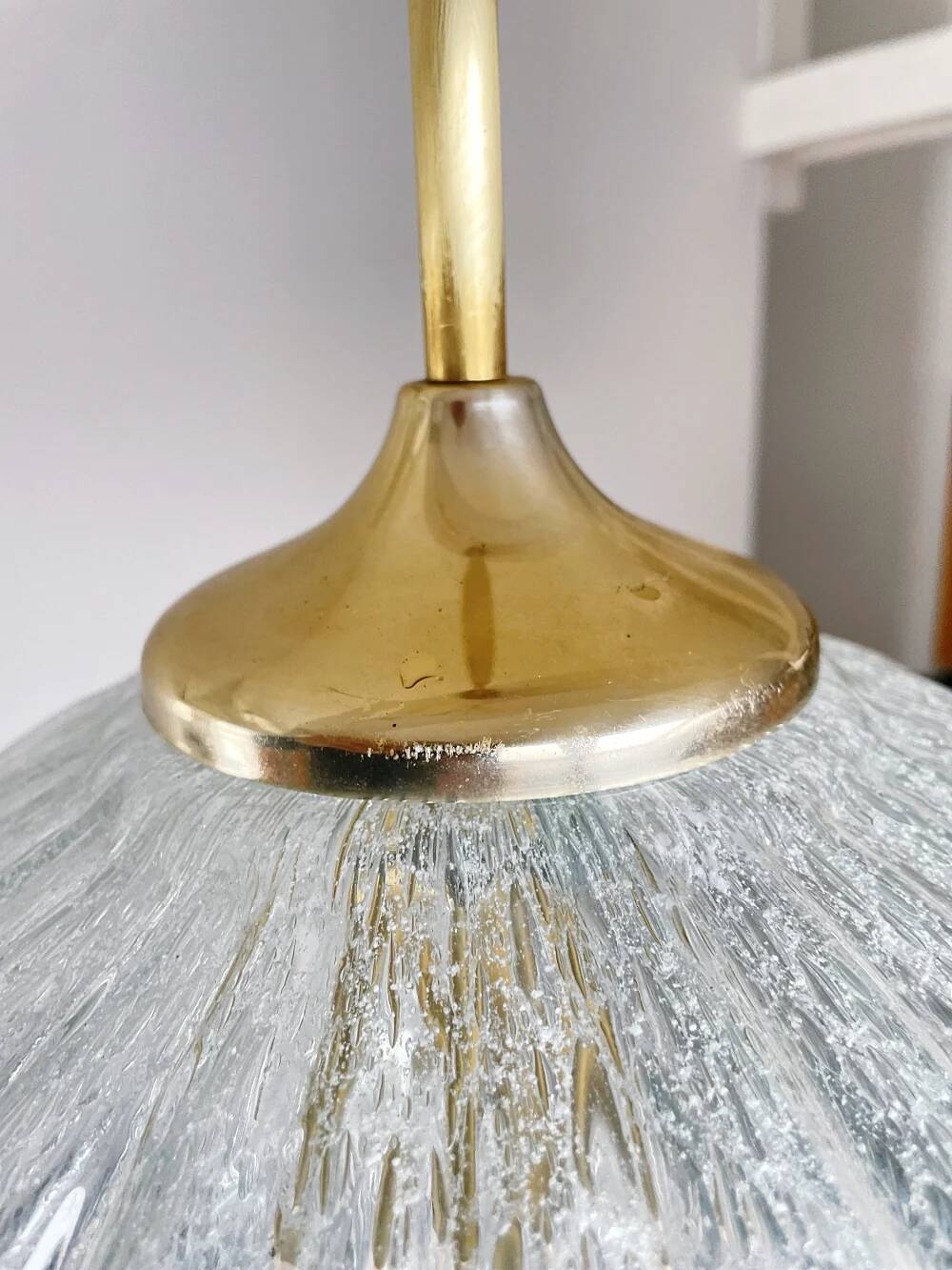 Vintage German DORIA Suspension in Cracked Glass 1960s