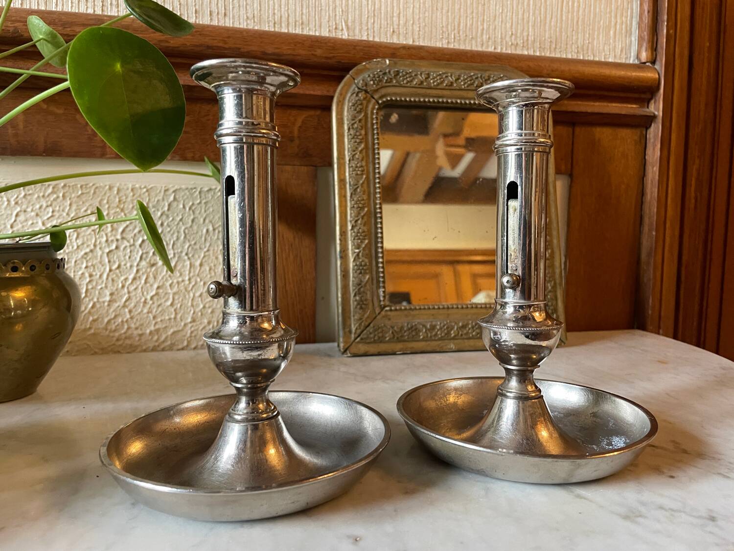 Antique up and down candlesticks