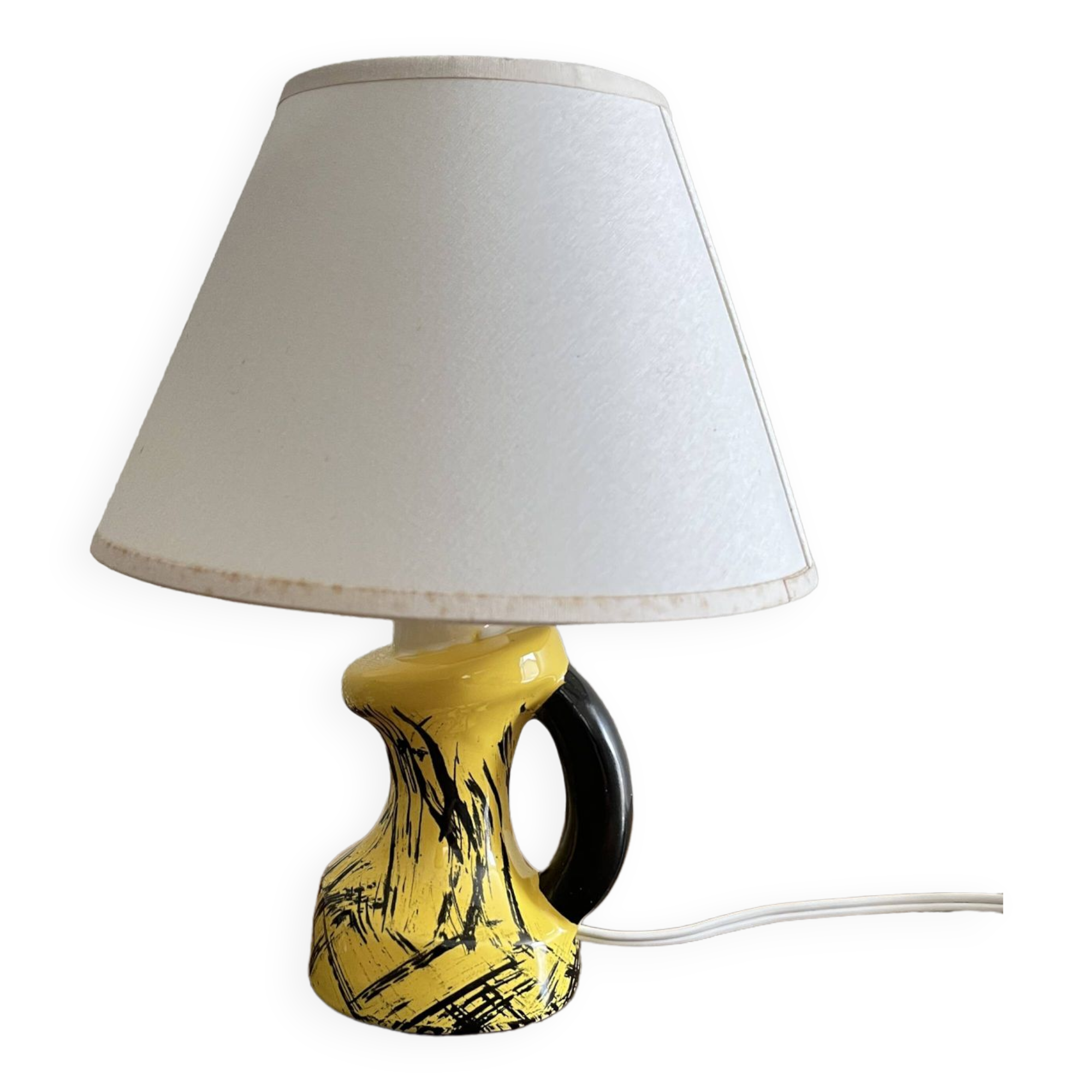 Vintage yellow and black ceramic lamp
