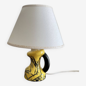 Lampe céramique jaune et noire vintage